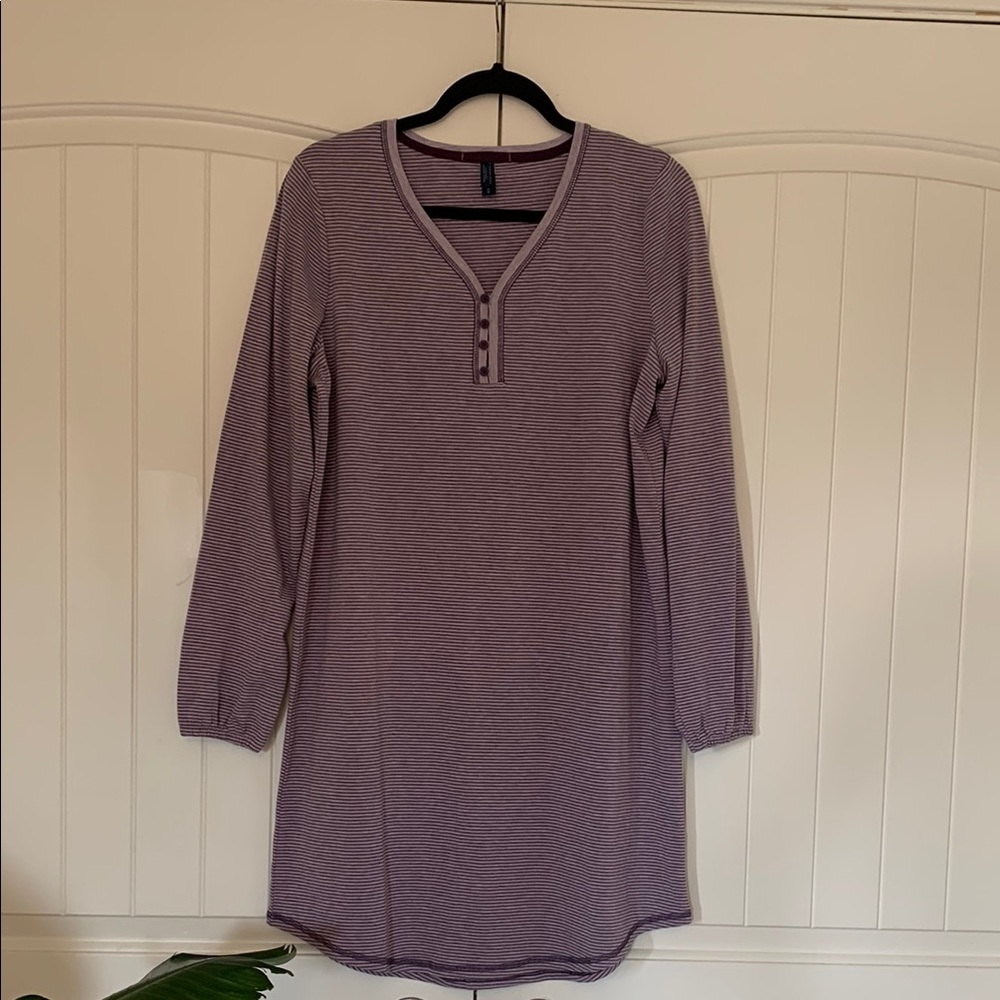 Purple Long Sleeve V-Neck Casual Dress